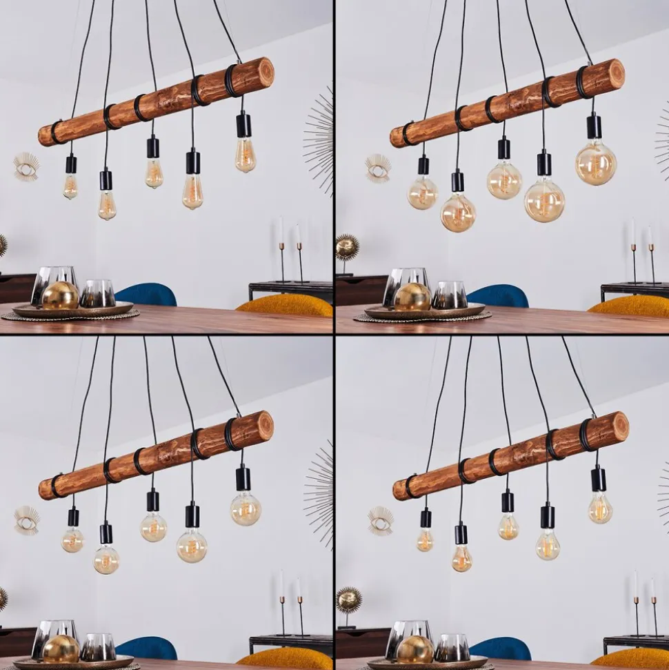 Suspension Canedo Brun, Noir, 5 Lumieres