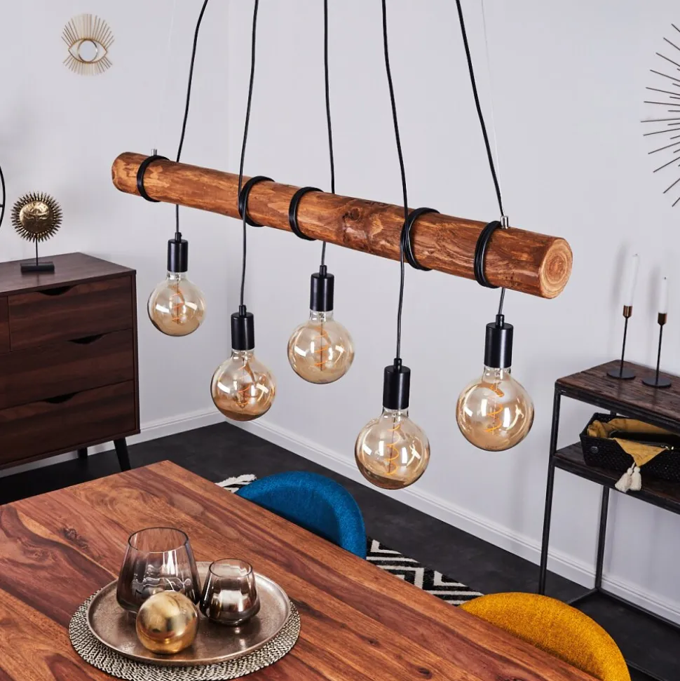 Suspension Canedo Brun, Noir, 5 Lumieres