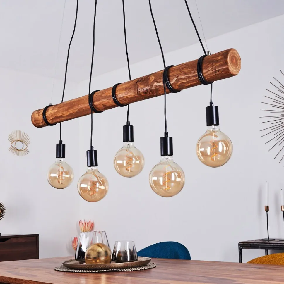 Suspension Canedo Brun, Noir, 5 Lumieres