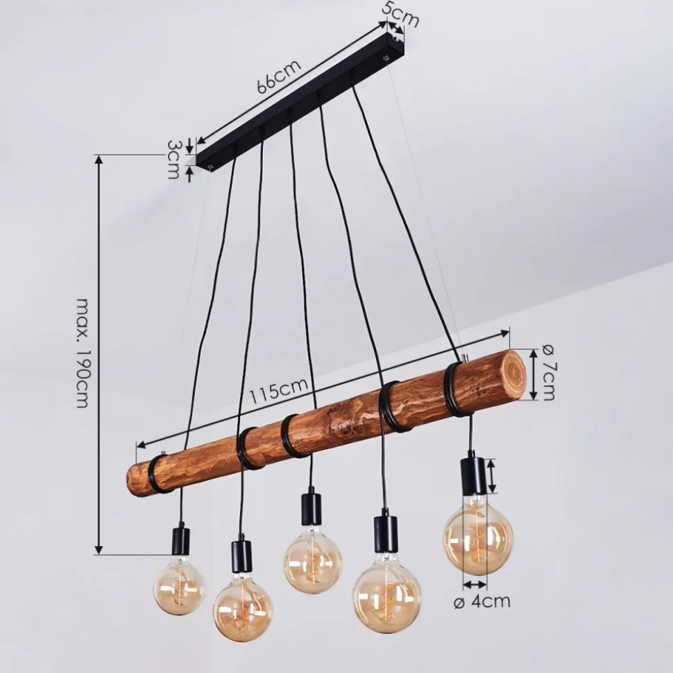 Suspension Canedo Brun, Noir, 5 Lumieres