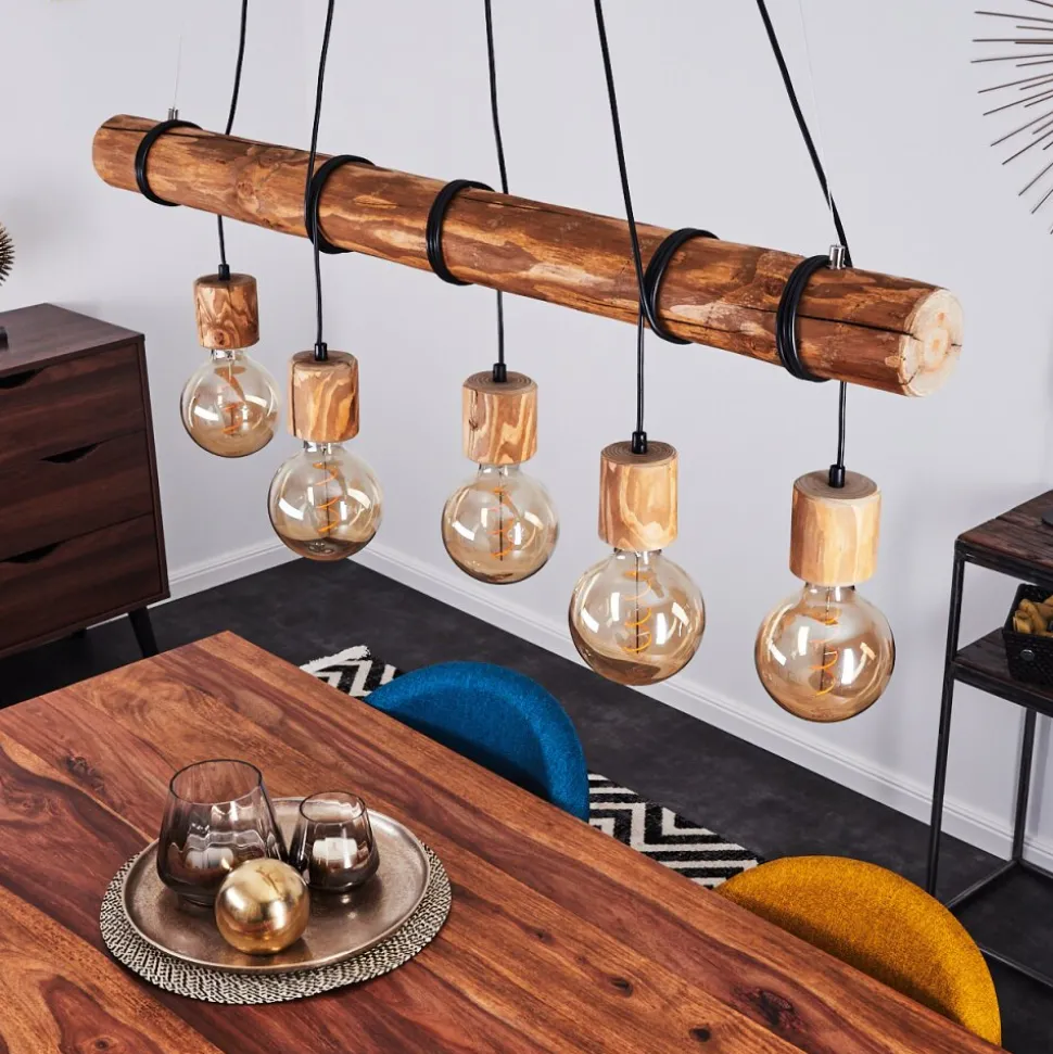 Suspension Canedo Brun, Noir, 5 Lumieres