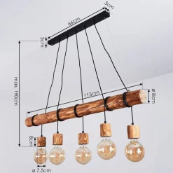 Suspension Canedo Brun, Noir, 5 Lumieres