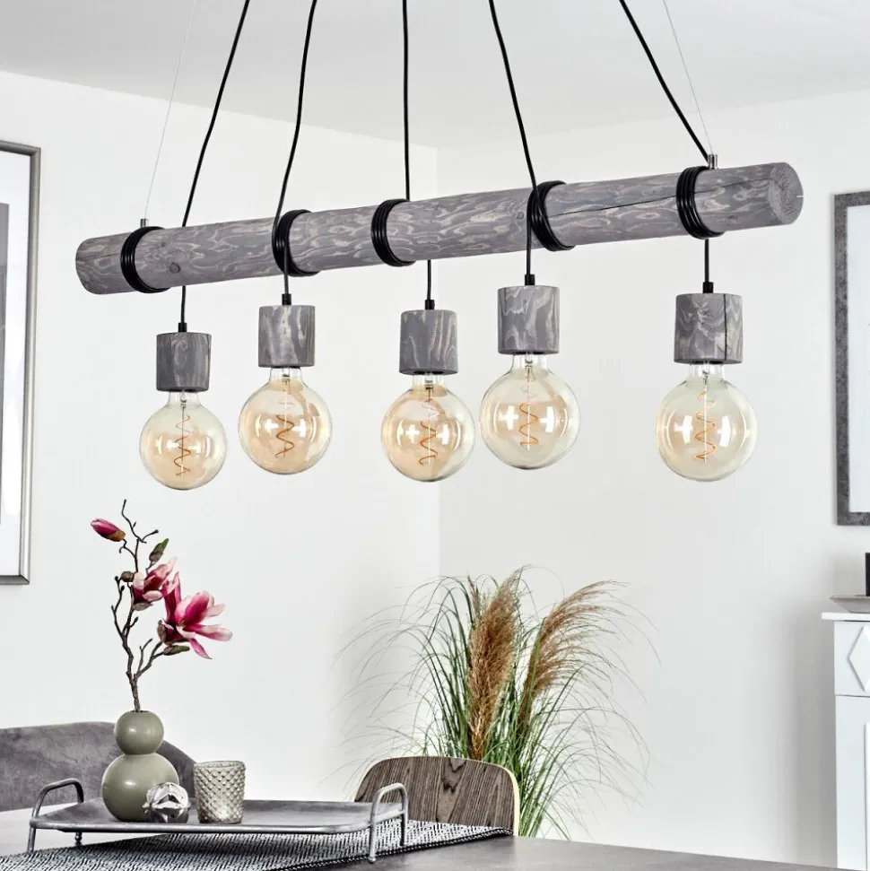 Suspension Canedo Gris, Noir, 5 Lumieres