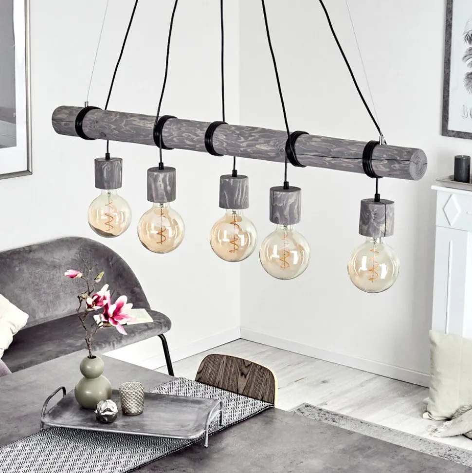 Suspension Canedo Gris, Noir, 5 Lumieres