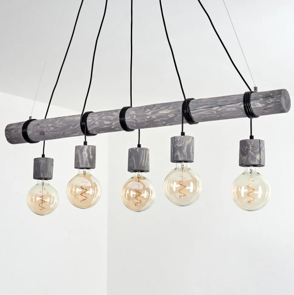 Suspension Canedo Gris, Noir, 5 Lumieres