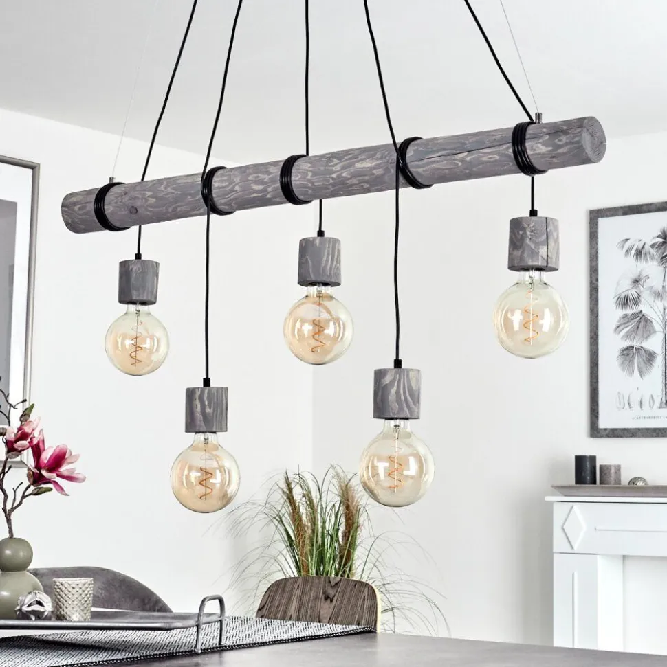 Suspension Canedo Gris, Noir, 5 Lumieres