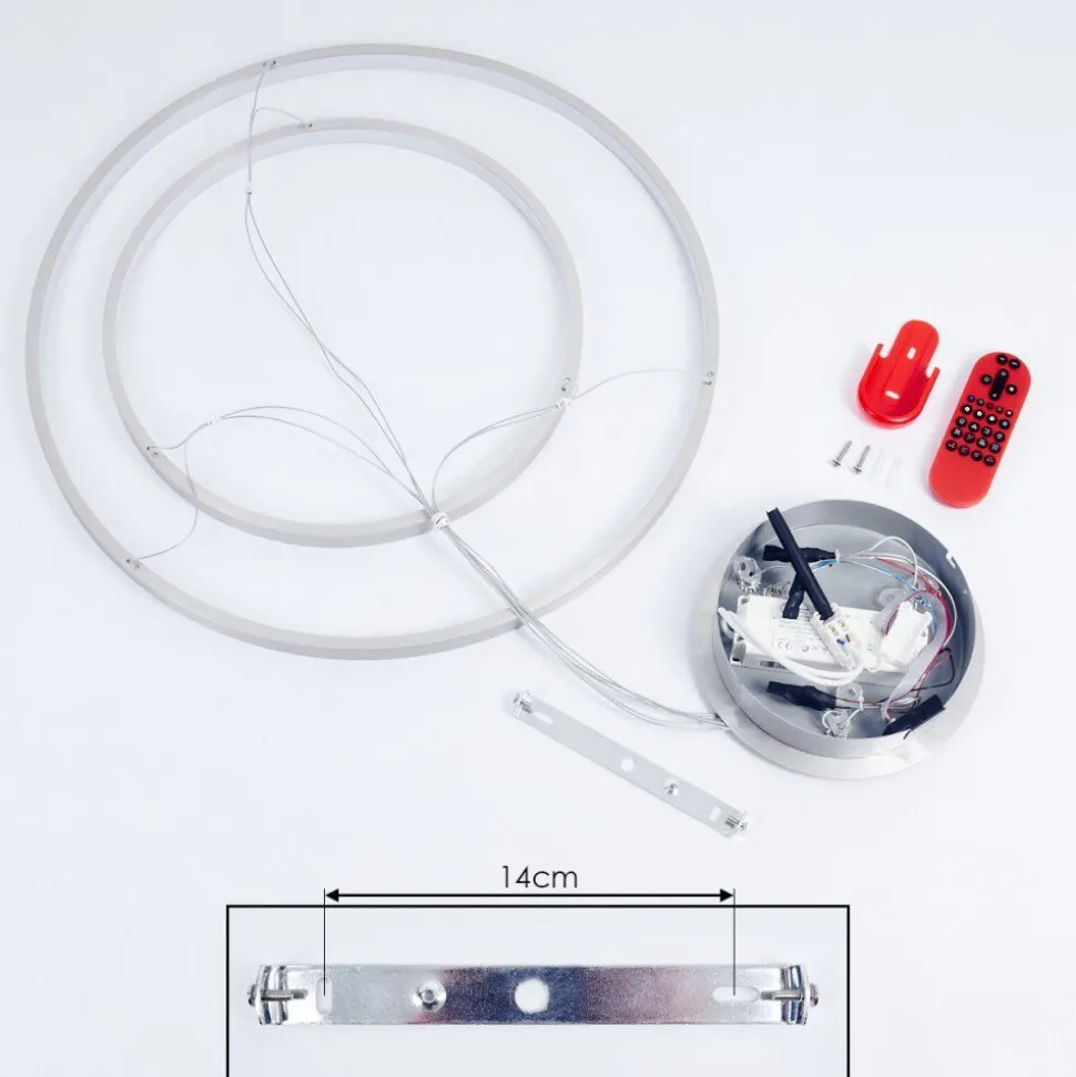 Suspension Canisteo Led Argente, 2 Lumieres, Telecommandes, Changeur De Couleurs