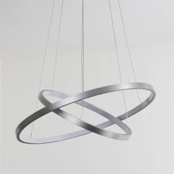 Suspension Canisteo Led Argente, 2 Lumieres, Telecommandes, Changeur De Couleurs