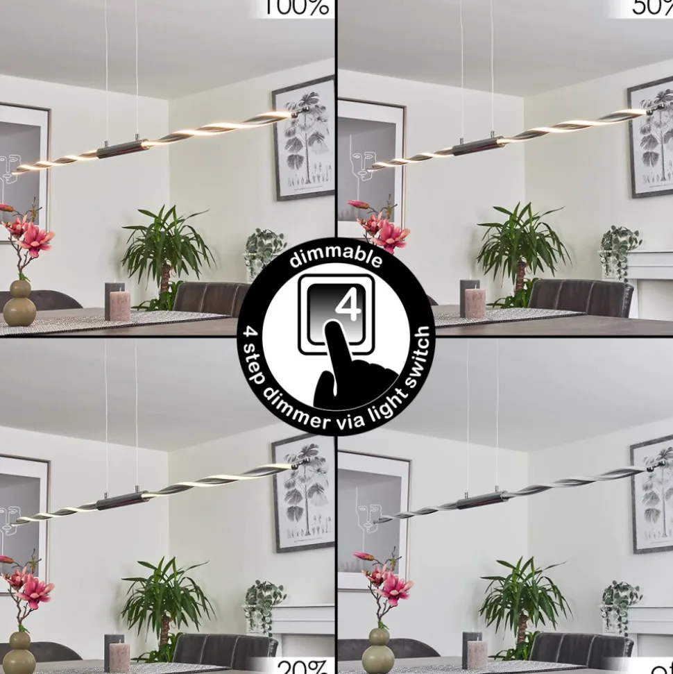 Suspension Carmacks Led Chrome, 4 Lumieres