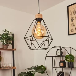 Suspension Carobal Ecru, Noir, 1 Lumiere