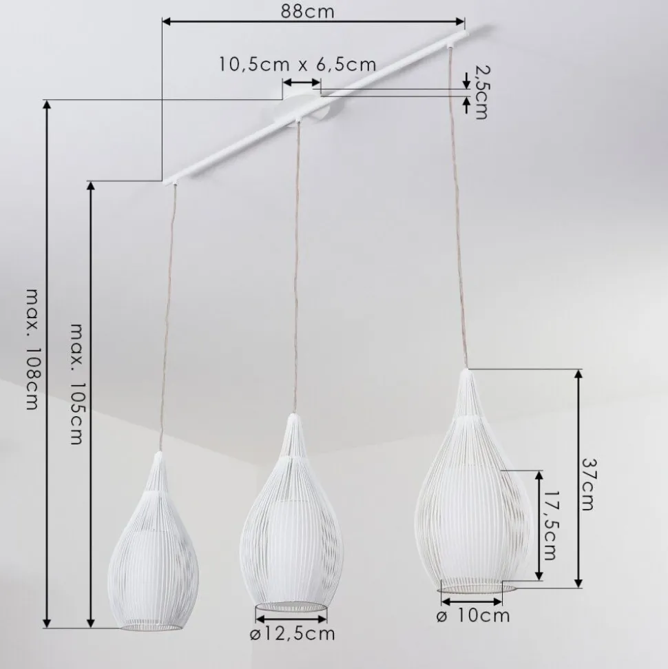 Suspension Chipoc Blanc, 3 Lumieres