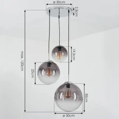 Suspension Degevos Gris, 3 Lumieres
