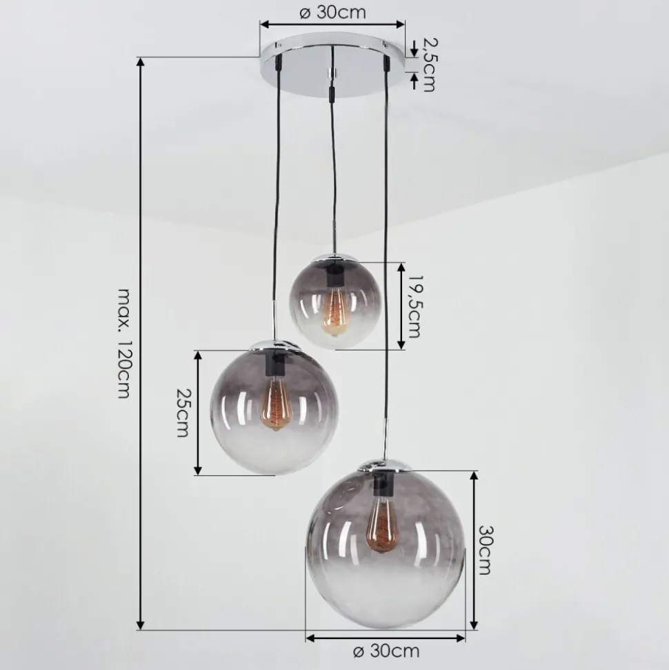 Suspension Degevos Gris, 3 Lumieres