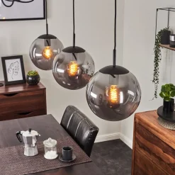 Suspension Doussal Noir, 3 Lumieres