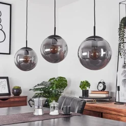 Suspension Doussal Noir, 3 Lumieres