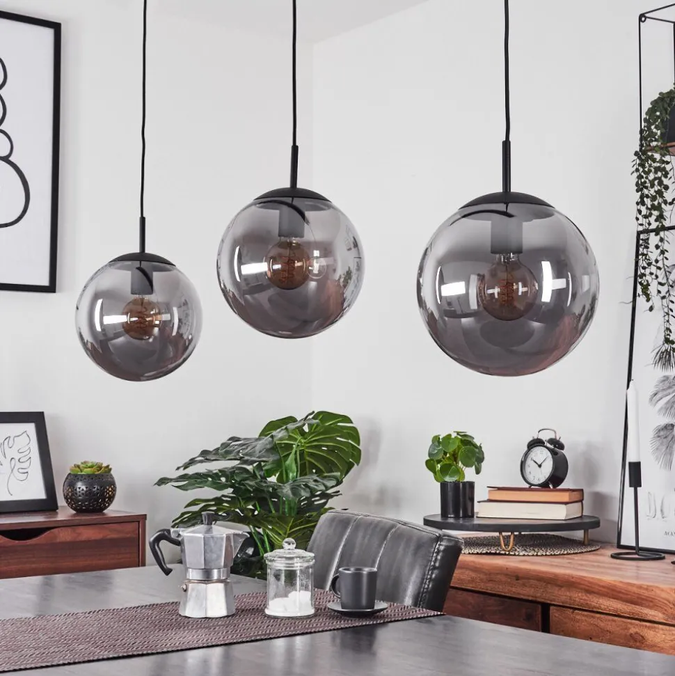 Suspension Doussal Noir, 3 Lumieres