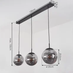 Suspension Doussal Noir, 3 Lumieres