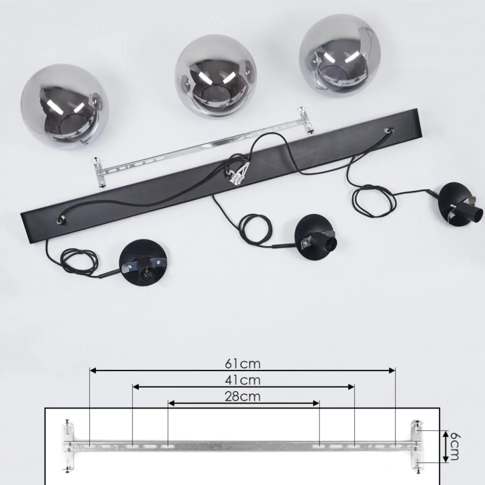 Suspension Doussal Noir, 3 Lumieres