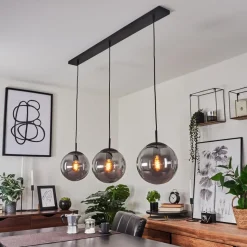 Suspension Doussal Noir, 3 Lumieres