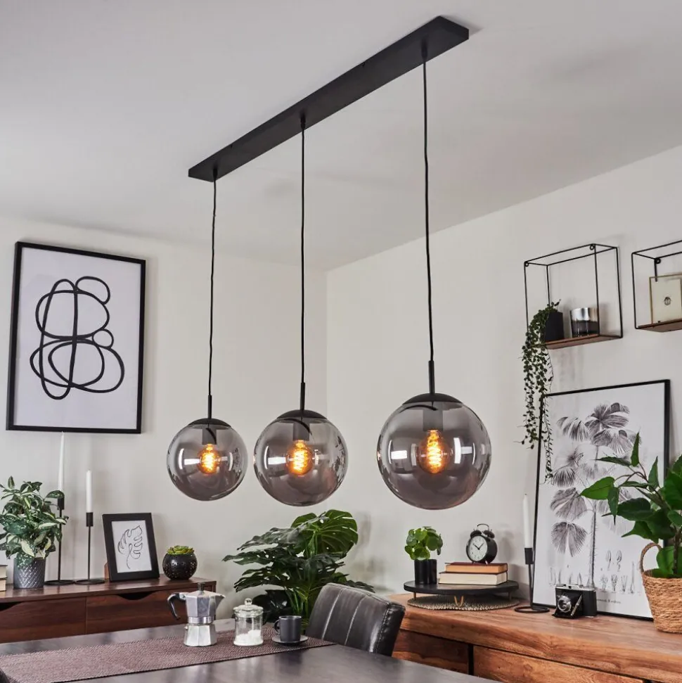 Suspension Doussal Noir, 3 Lumieres