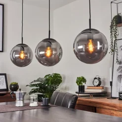 Suspension Doussal Noir, 3 Lumieres