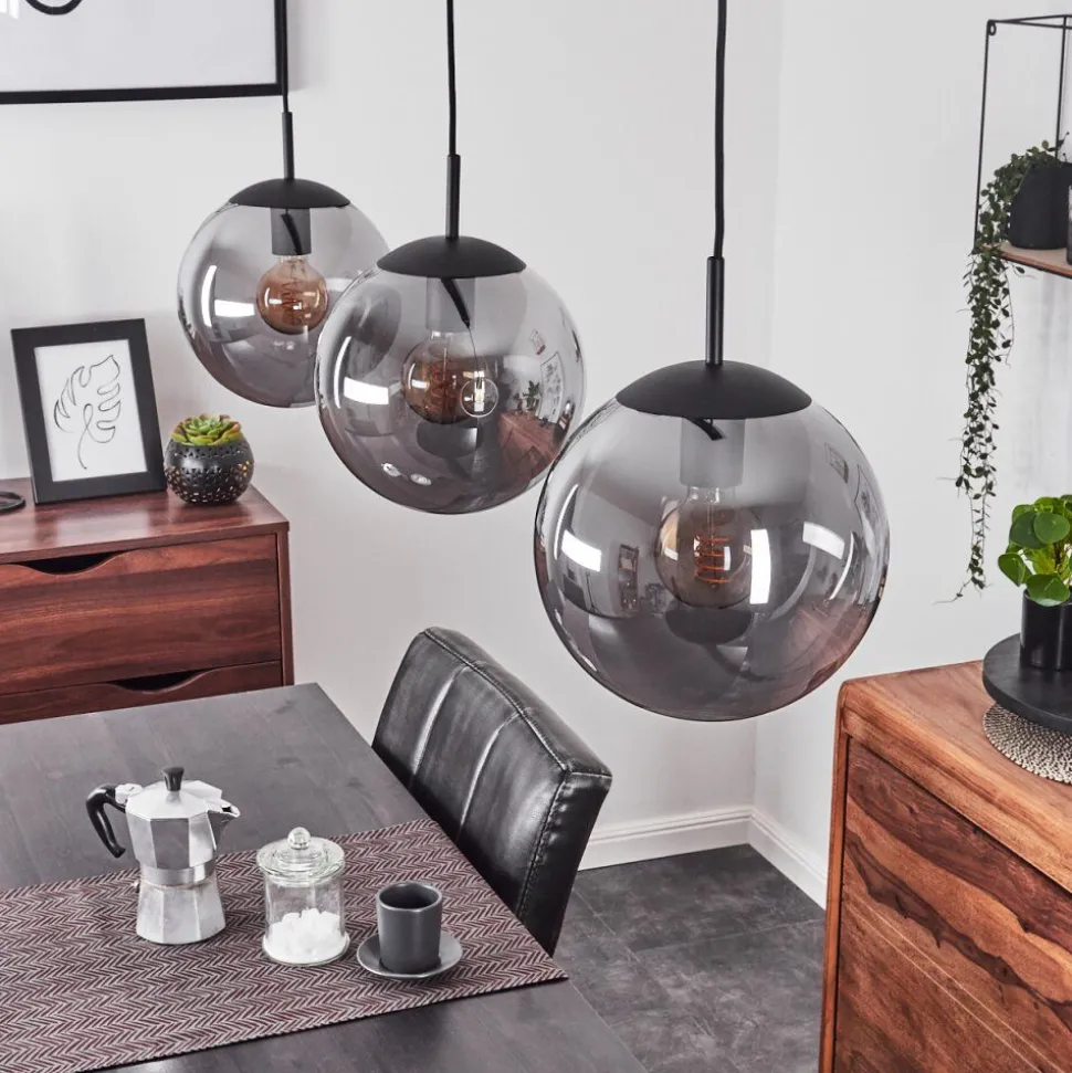 Suspension Doussal Noir, 3 Lumieres