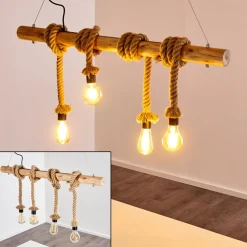Suspension Etowah Brun, Noir, 4 Lumieres
