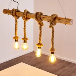 Suspension Etowah Brun, Noir, 4 Lumieres