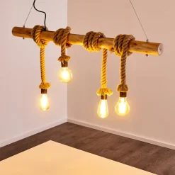 Suspension Etowah Brun, Noir, 4 Lumieres