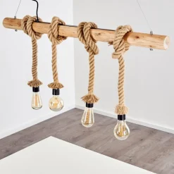 Suspension Etowah Brun, Noir, 4 Lumieres