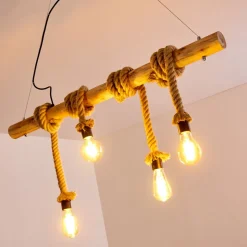 Suspension Etowah Brun, Noir, 4 Lumieres