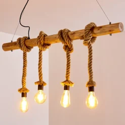 Suspension Etowah Brun, Noir, 4 Lumieres
