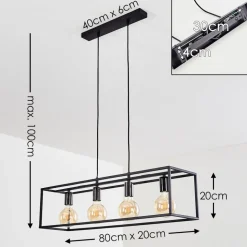 Suspension Flambeau Noir, 4 Lumieres
