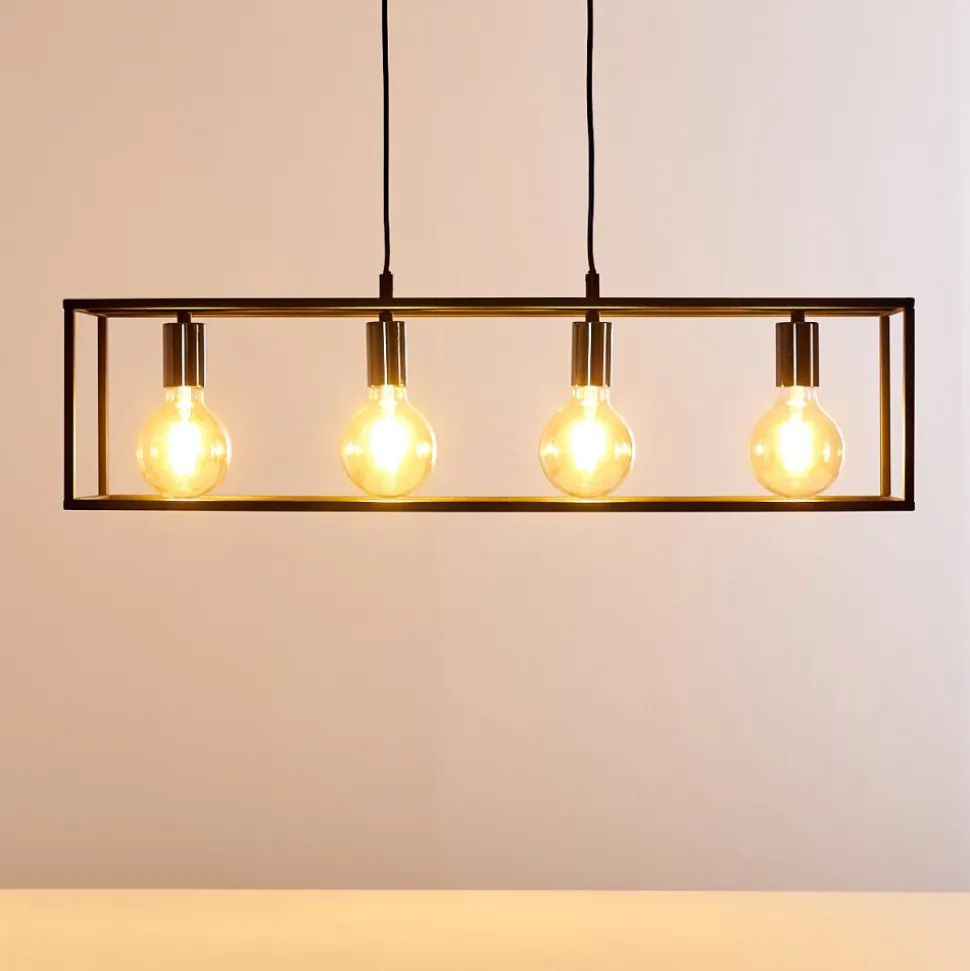 Suspension Flambeau Noir, 4 Lumieres