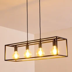 Suspension Flambeau Noir, 4 Lumieres