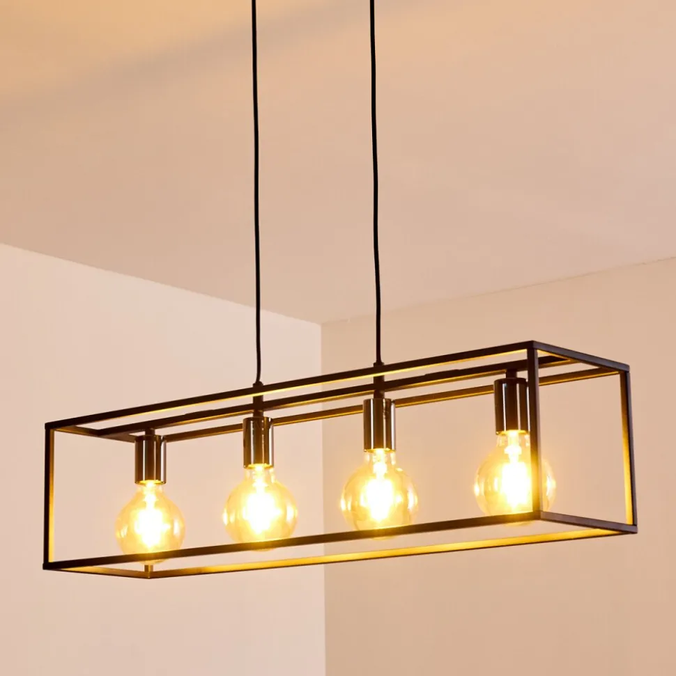 Suspension Flambeau Noir, 4 Lumieres