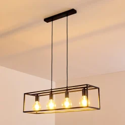 Suspension Flambeau Noir, 4 Lumieres
