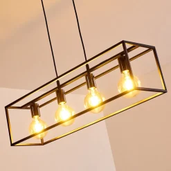 Suspension Flambeau Noir, 4 Lumieres