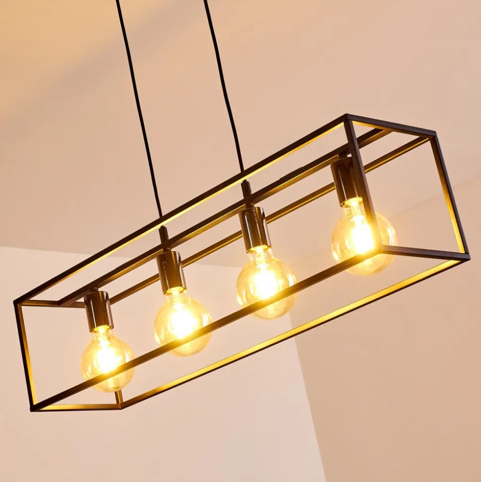 Suspension Flambeau Noir, 4 Lumieres