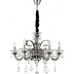 Suspension Globo Dunja Chrome, Transparent, 6 Lumieres