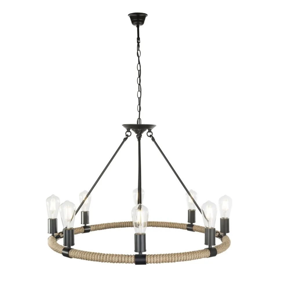 Suspension Globo Ulleu Noir, 8 Lumieres