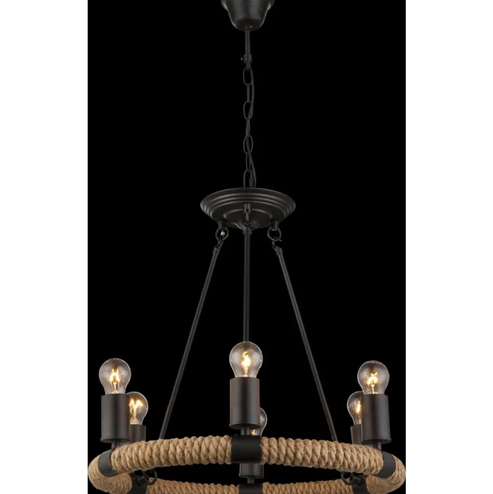 Suspension Globo Ulleu Noir, 6 Lumieres