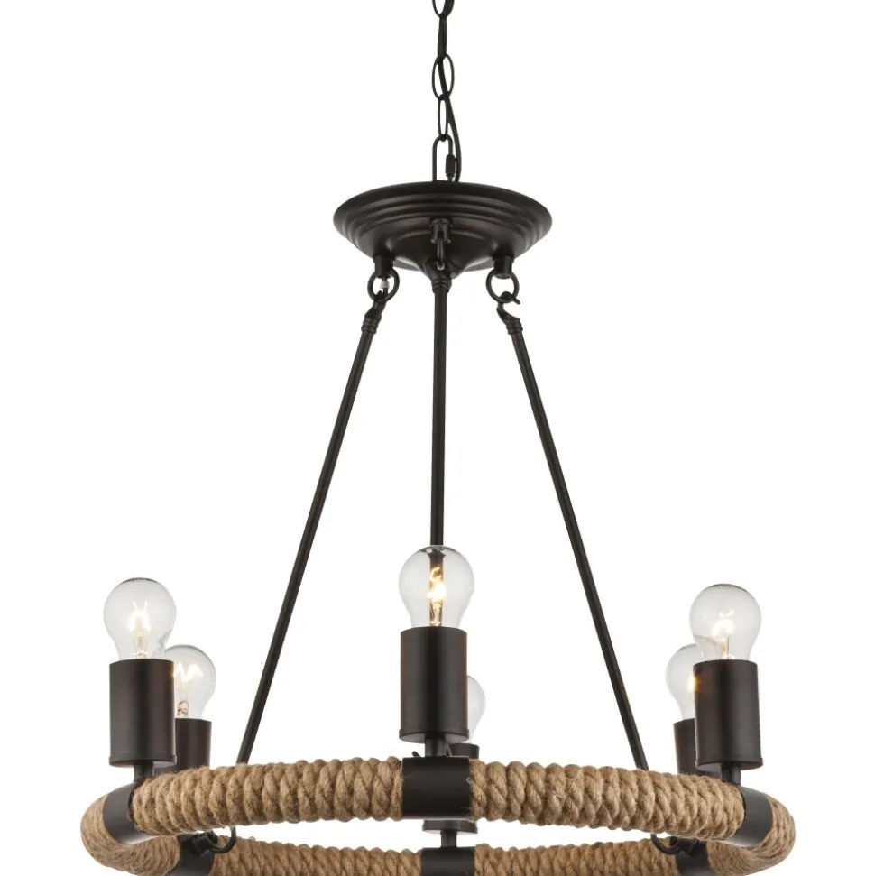 Suspension Globo Ulleu Noir, 6 Lumieres