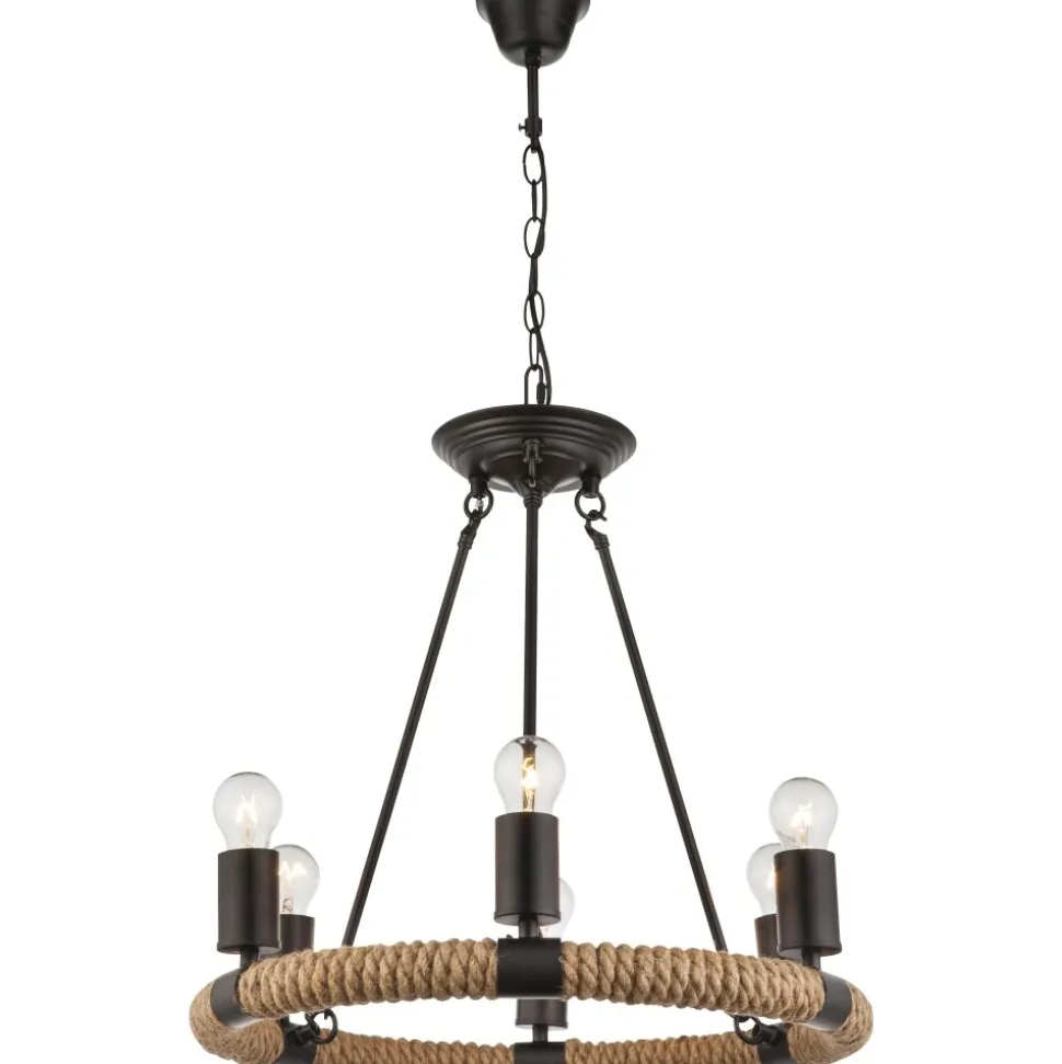 Suspension Globo Ulleu Noir, 6 Lumieres