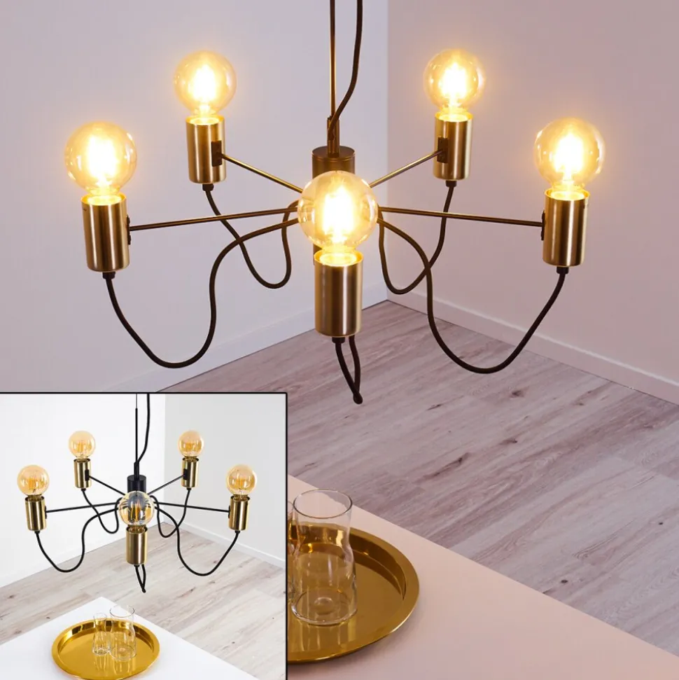 Suspension Gnarp Noir Dore, 5 Lumieres