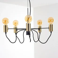 Suspension Gnarp Noir Dore, 5 Lumieres