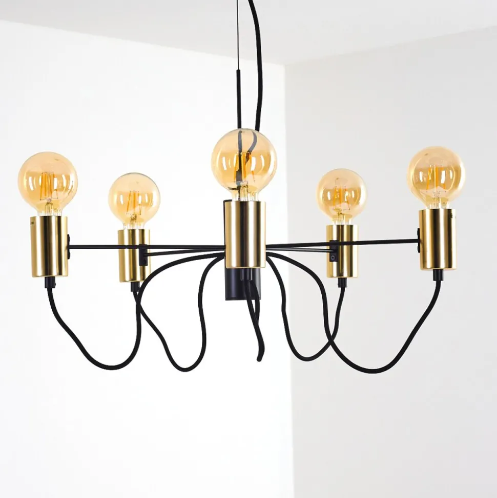 Suspension Gnarp Noir Dore, 5 Lumieres