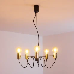 Suspension Gnarp Noir Dore, 5 Lumieres