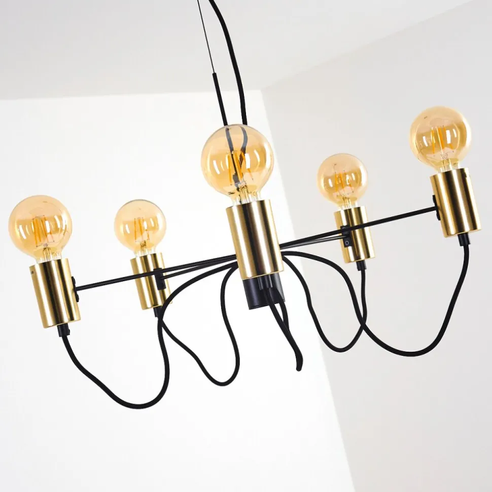 Suspension Gnarp Noir Dore, 5 Lumieres