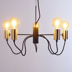 Suspension Gnarp Noir Dore, 5 Lumieres